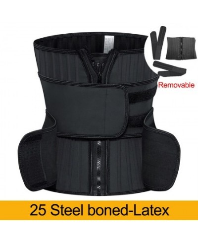 25 Steel Bone Waist Trainer Latex Removable Body Shaper with 2 Strap Zipper and Hook Modeling Strap Tummy Control Belt $68.86...