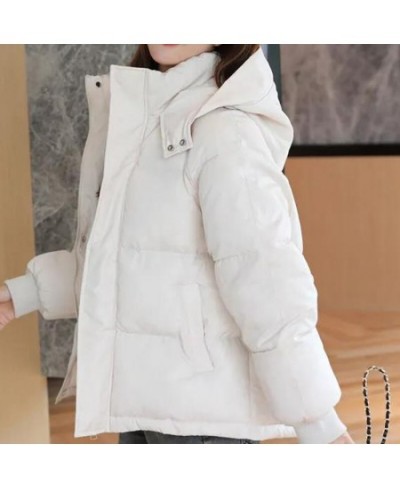 2023 Winter Women's Hooded Zipper Loose Down Jacket Women's Solid Color Short Thick Padded Jacket New $61.50 - Jackets & Coats