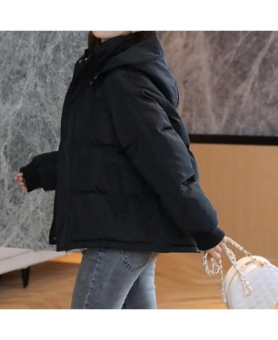 2023 Winter Women's Hooded Zipper Loose Down Jacket Women's Solid Color Short Thick Padded Jacket New $61.50 - Jackets & Coats