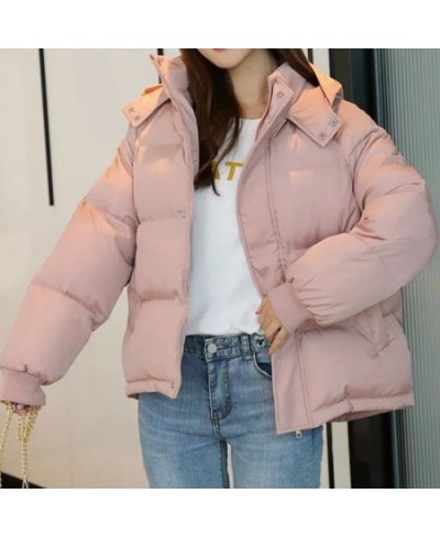 2023 Winter Women's Hooded Zipper Loose Down Jacket Women's Solid Color Short Thick Padded Jacket New $61.50 - Jackets & Coats