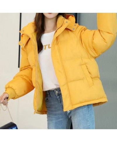 2023 Winter Women's Hooded Zipper Loose Down Jacket Women's Solid Color Short Thick Padded Jacket New $61.50 - Jackets & Coats