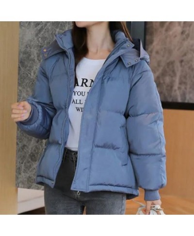 2023 Winter Women's Hooded Zipper Loose Down Jacket Women's Solid Color Short Thick Padded Jacket New $61.50 - Jackets & Coats