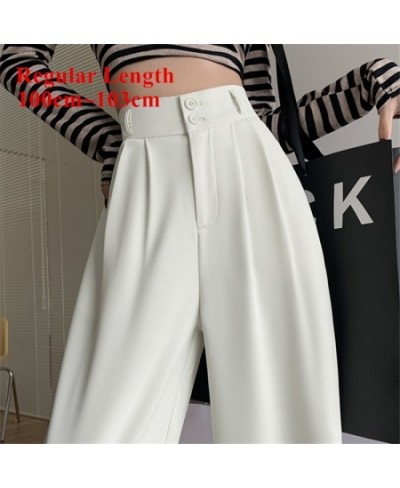 Summer Spring Women's Wide Leg Trousers New Casual Solid High Waist Floor Length Solid Loose Work Pants Female $52.44 - Bottoms