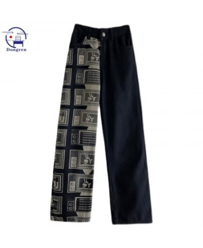 Vintage pants Woman Jeans High Waist Wide Leg Denim women's spring and autumn loose high street high waist pants printed $52....