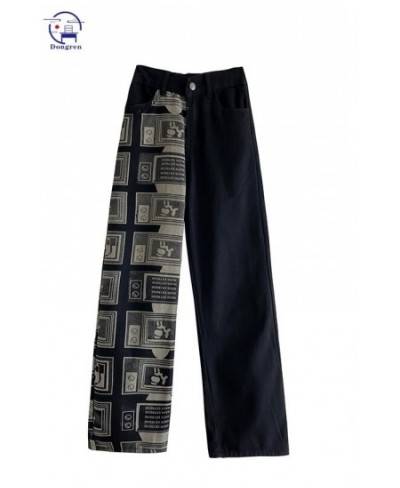 Vintage pants Woman Jeans High Waist Wide Leg Denim women's spring and autumn loose high street high waist pants printed $52....