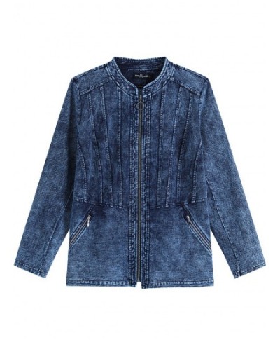 Women's Plus Size Denim Jacket Autumn Chic Elegant Jacket For Chubby Women Round Neck Knitted Cotton Jacket $68.82 - Jackets ...