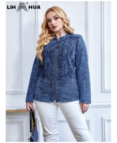 Women's Plus Size Denim Jacket Autumn Chic Elegant Jacket For Chubby Women Round Neck Knitted Cotton Jacket $68.82 - Jackets ...