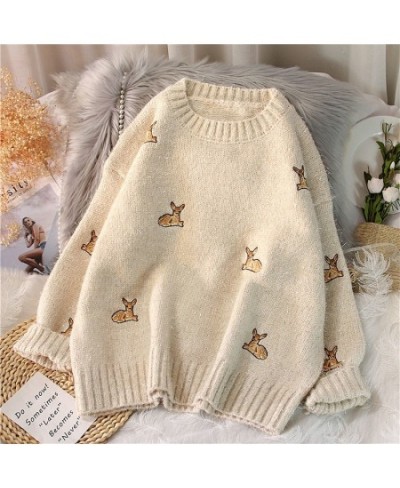 Women's Kawaii Sweater Ulzzang Vintage College Deer Embroidery Jumpers Female Korean Thick Cute Loose Harajuku Pullovers $52....