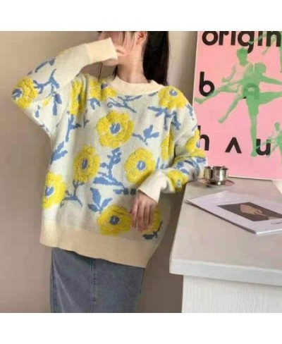 Women's Kawaii Sweater Ulzzang Vintage College Deer Embroidery Jumpers Female Korean Thick Cute Loose Harajuku Pullovers $52....