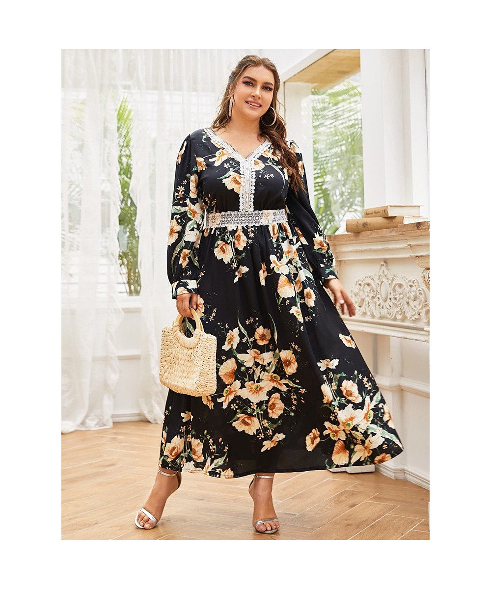 Plus Size Large Maxi Dress 2022 Spring Women Chic Elegant Floral Long Sleeve Turkish Party Evening Festival Robe Clothing $68...