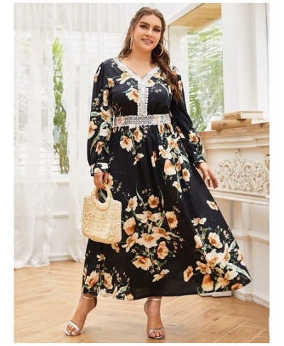 Plus Size Large Maxi Dress 2022 Spring Women Chic Elegant Floral Long Sleeve Turkish Party Evening Festival Robe Clothing $68...