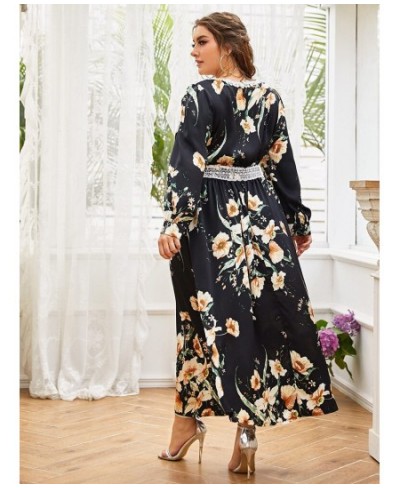 Plus Size Large Maxi Dress 2022 Spring Women Chic Elegant Floral Long Sleeve Turkish Party Evening Festival Robe Clothing $68...