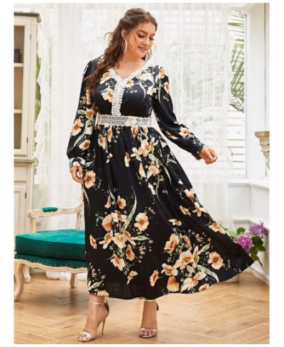 Plus Size Large Maxi Dress 2022 Spring Women Chic Elegant Floral Long Sleeve Turkish Party Evening Festival Robe Clothing $68...