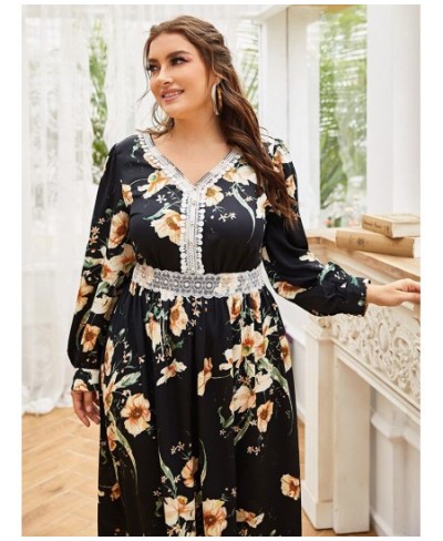 Plus Size Large Maxi Dress 2022 Spring Women Chic Elegant Floral Long Sleeve Turkish Party Evening Festival Robe Clothing $68...