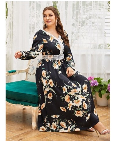 Plus Size Large Maxi Dress 2022 Spring Women Chic Elegant Floral Long Sleeve Turkish Party Evening Festival Robe Clothing $68...