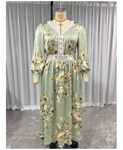 Plus Size Large Maxi Dress 2022 Spring Women Chic Elegant Floral Long Sleeve Turkish Party Evening Festival Robe Clothing $68...