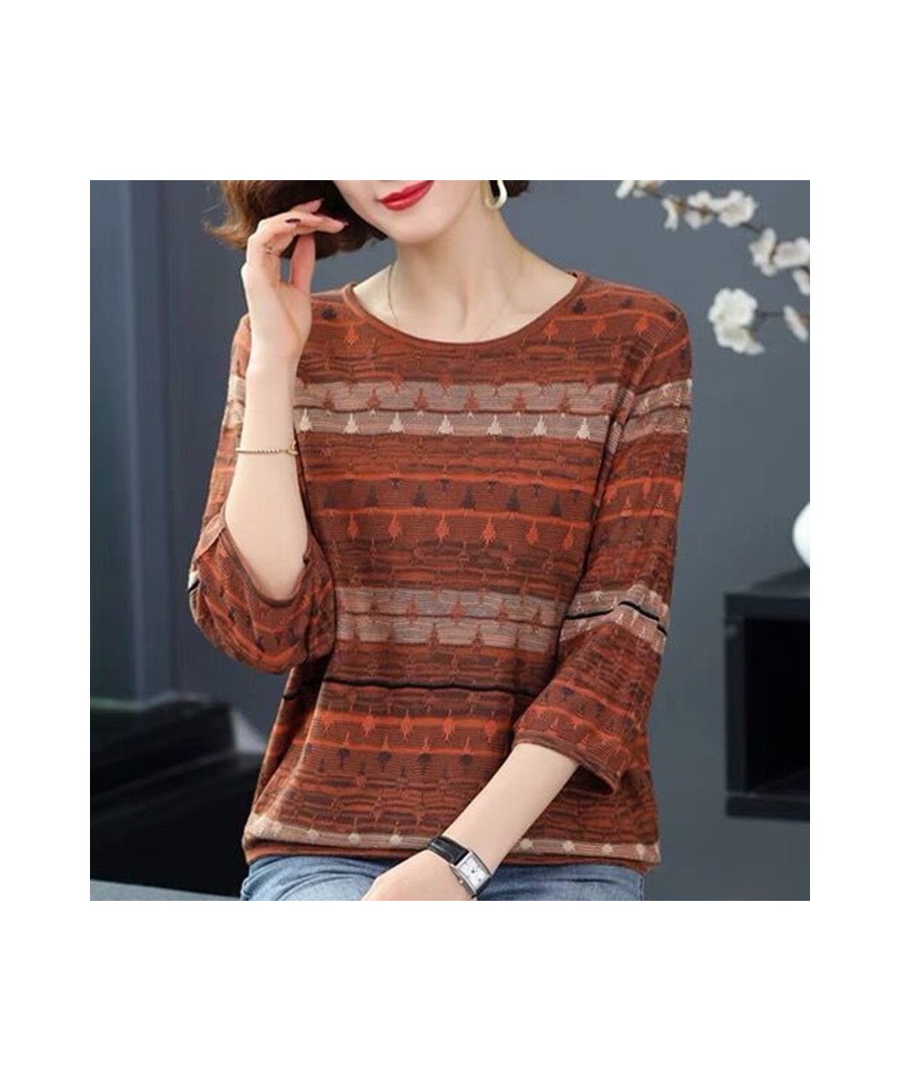 Summer Autumn Vintage Elegant Fashion Shirt Women Three-quarter Sleeve Patchwork Lady Tops Loose Casual All Match Female $26....