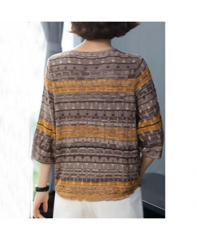 Summer Autumn Vintage Elegant Fashion Shirt Women Three-quarter Sleeve Patchwork Lady Tops Loose Casual All Match Female $26....