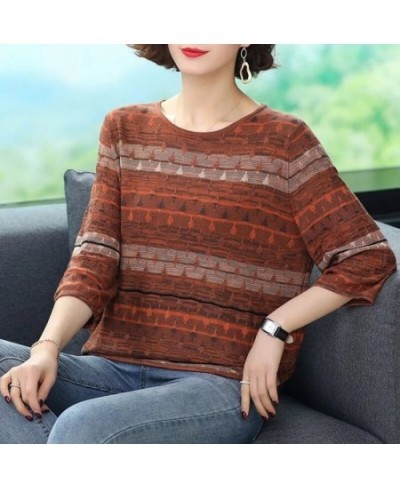 Summer Autumn Vintage Elegant Fashion Shirt Women Three-quarter Sleeve Patchwork Lady Tops Loose Casual All Match Female $26....