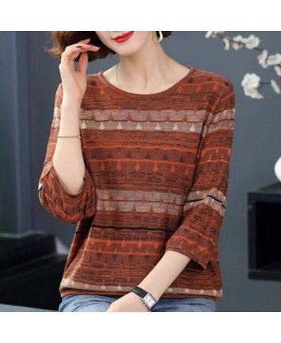 Summer Autumn Vintage Elegant Fashion Shirt Women Three-quarter Sleeve Patchwork Lady Tops Loose Casual All Match Female $26....