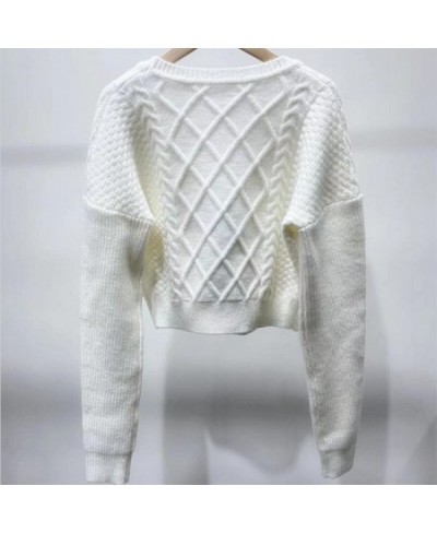 2022 Spring Bow Knitted Women Cardigan Sweater V-Neck Long Sleeve Solid Color Single Breasted Tops $89.66 - Sweaters