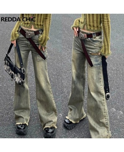 Vintage Y2k Baggy Jeans Women Raw Hem Wide Leg Fairy Grunge Ladies Trousers High Street Harajuku Acubi Fashion Pants $53.88 -...