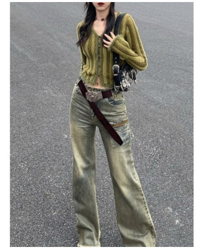 Vintage Y2k Baggy Jeans Women Raw Hem Wide Leg Fairy Grunge Ladies Trousers High Street Harajuku Acubi Fashion Pants $53.88 -...