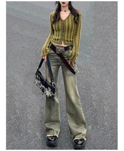 Vintage Y2k Baggy Jeans Women Raw Hem Wide Leg Fairy Grunge Ladies Trousers High Street Harajuku Acubi Fashion Pants $53.88 -...