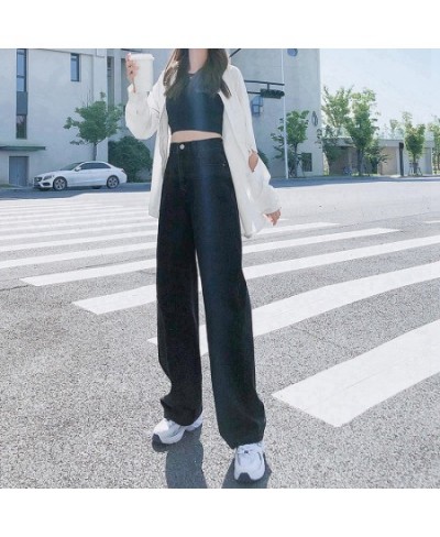 High Waisted Jeans for Women 2023 New Fashion Vintage Wide Leg Pants Women Chic Streetwear Straight Full Length Pants $48.10 ...