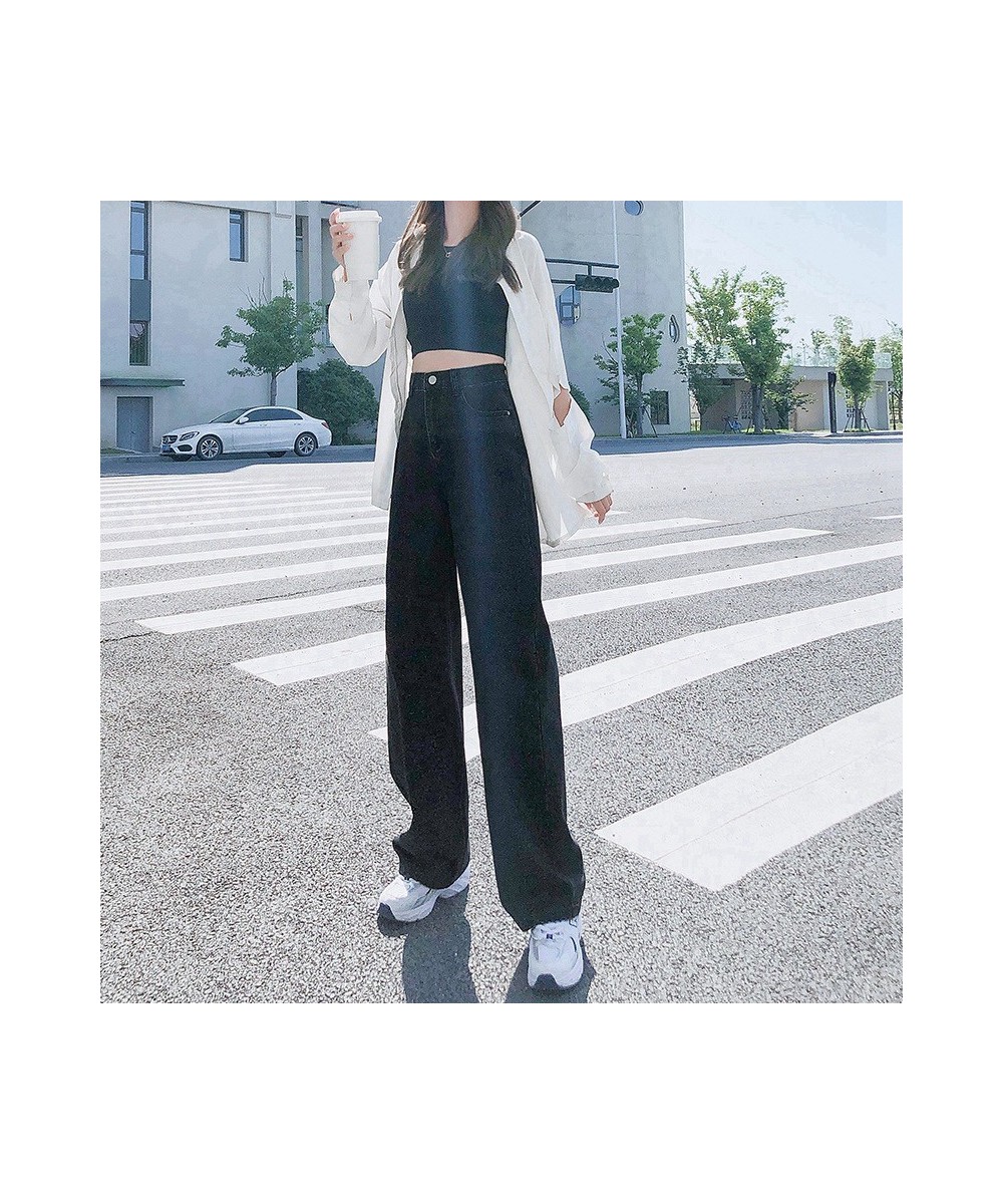 High Waisted Jeans for Women 2023 New Fashion Vintage Wide Leg Pants Women Chic Streetwear Straight Full Length Pants $48.10 ...