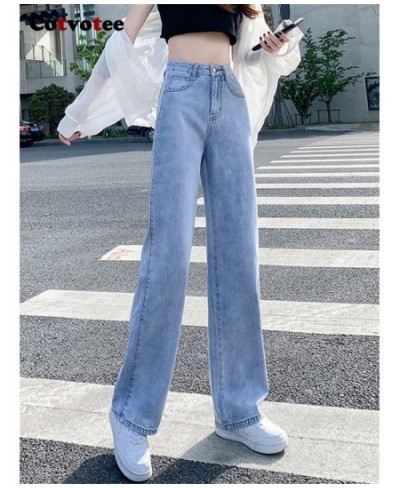 High Waisted Jeans for Women 2023 New Fashion Vintage Wide Leg Pants Women Chic Streetwear Straight Full Length Pants $48.10 ...