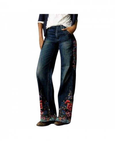 Streetwear Denim Jeans For Women Printed Jeans Casual Long Pants Loose Casual Straight Jeans denim jeans for women high waist...