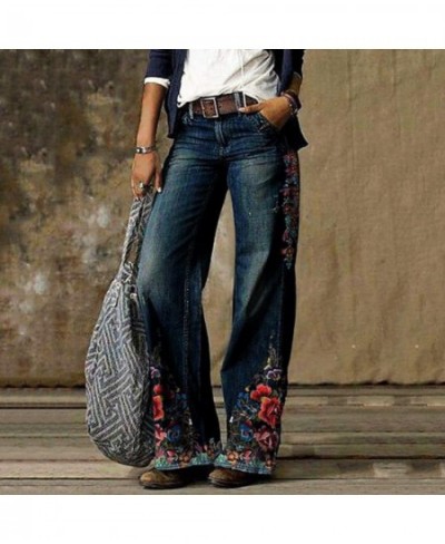 Streetwear Denim Jeans For Women Printed Jeans Casual Long Pants Loose Casual Straight Jeans denim jeans for women high waist...