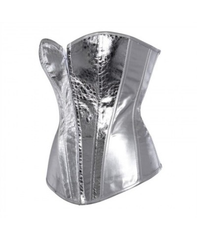 corset bustier top women vintage style gold silver overbust corset leather nightclub sexy korsett lingerie strapless $33.60 -...