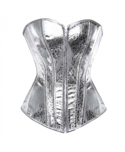 corset bustier top women vintage style gold silver overbust corset leather nightclub sexy korsett lingerie strapless $33.60 -...