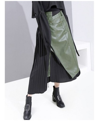 Patchwork Colorblock Skirt For Women High Waist Straight Asymmetrical Skirts Female 2022 Spring Fashion Clothing Style $62.28...