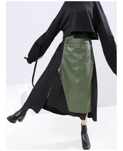 Patchwork Colorblock Skirt For Women High Waist Straight Asymmetrical Skirts Female 2022 Spring Fashion Clothing Style $62.28...