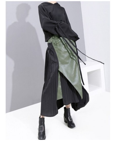 Patchwork Colorblock Skirt For Women High Waist Straight Asymmetrical Skirts Female 2022 Spring Fashion Clothing Style $62.28...