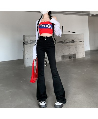 High Waisted Jeans for Women 2 Button 2023 New Fashion Vintage Slim Burr Flare Jeans Streetwear Women Jeans Full Length $52.8...