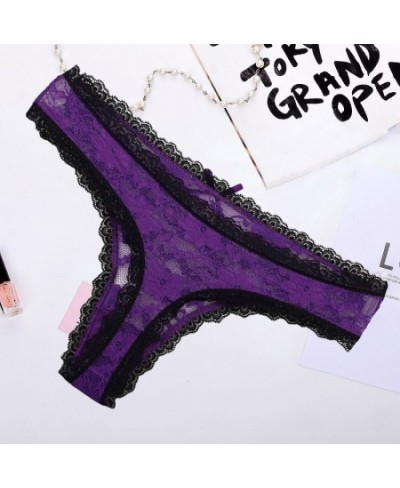 5Pieces / Set Thongs Women Lace Thongs Sexy G-string Transparent Women G-string Double Cotton Crotch Women Underwear $16.44 -...