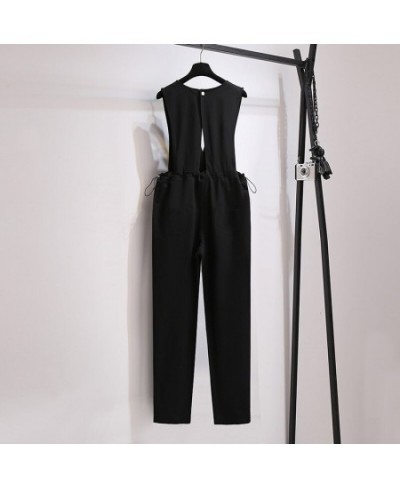 New 2023 Ladies Spring Autumn Plus Size Long Jumpsuits For Women Large Sleeveless V-neck Black Jumpsuit 3XL 4XL 5XL 6XL 7XL $...