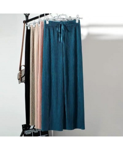 Summer Women Pants Wide Leg Pants Casual Trousers Elastic High Waist Soft Cool Loose Korean Fashion Pleated Pants Trousers $2...