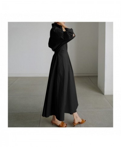 Summer Dress for Women Solid Color High Waist Elegant Shirt Dress for Casual Women's Dress for Casual Pleated Long Dress NIN6...