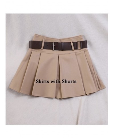 PU Leather Shorts Skirts with Belt Women Korean Fashion Side Zipper Pleated Skirts Streetwear Black Khaki Mini Skirts $38.40 ...