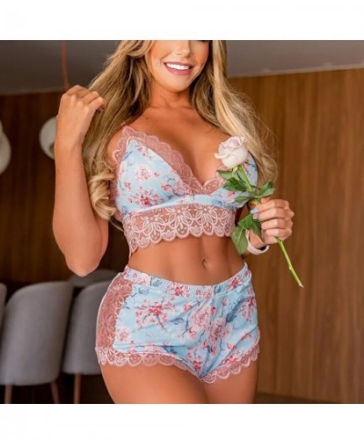 Lace Sexy Lingerie Pajama Set Woman Two Pieces Sleepwear Romper Suit Sleepwear Female Lace Underwear Sexy Woman Nightie $23.3...