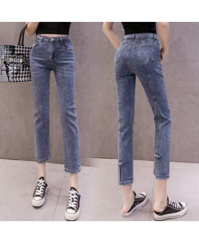 Jeans Woman Fashion High Waisted Button Ankle-Length Trousers Femme Office Lady Autumn New Harem Pants Female S0890 $50.86 - ...