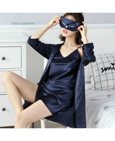 Gown Sets Women Stain Sexy Ladies Sleepwear Strap Printed Couples Mini Nightdress Two Pieces Homewear Soft Cozy Fashion Thin ...