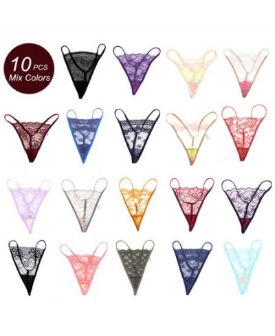 10pcs Female Underwear Hollow Out Micro Tanga Transparente Mujer T Back Sexy Lace G String Women's Panties Thong $16.02 - Und...