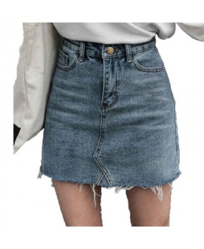 New Summer Skirt Casual Big Size Jeans Women's A-line Short Skirt High Waist Denim Vintage Tassel Female Clothing Hole $42.42...