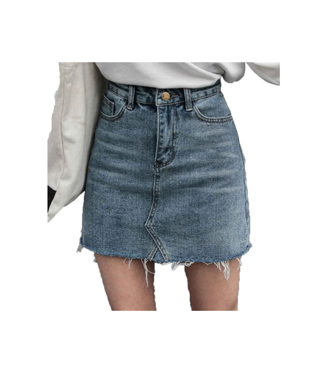 New Summer Skirt Casual Big Size Jeans Women's A-line Short Skirt High Waist Denim Vintage Tassel Female Clothing Hole $42.42...